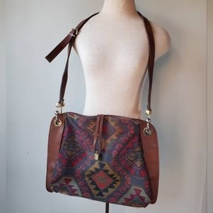 Vintage 90s Oversized Southwestern Tapestry Blanket Large Messenger Bag